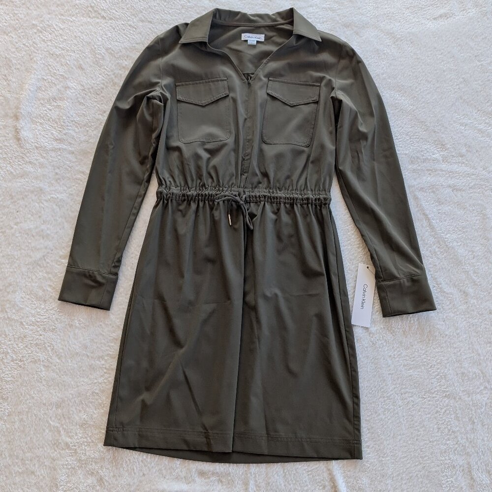 Calvin Klein - Olive Long Sleeve Dress - 6